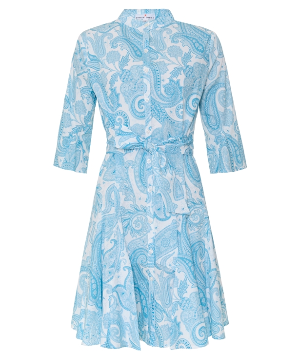 baby blue paisley print cotton portofino short dress normal