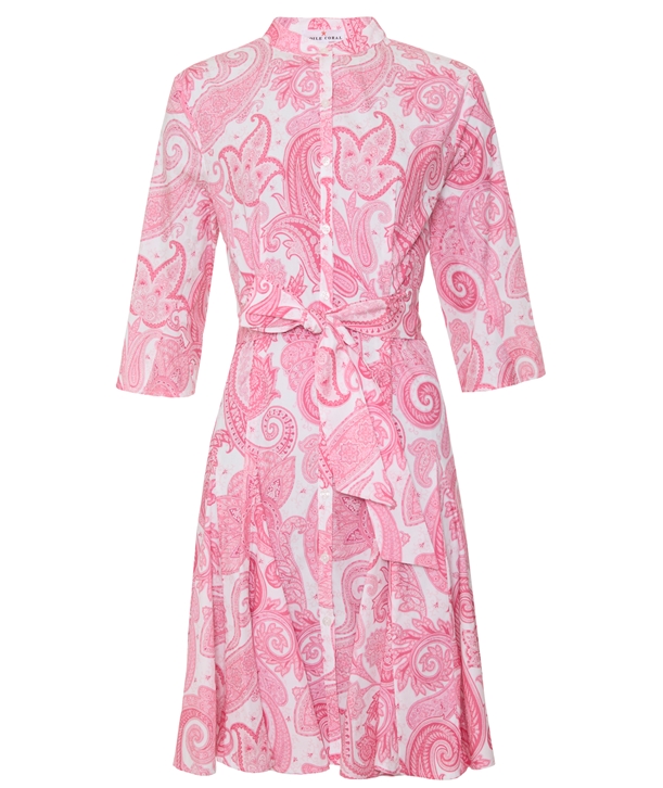 pink paisley print cotton portofino short dress normal