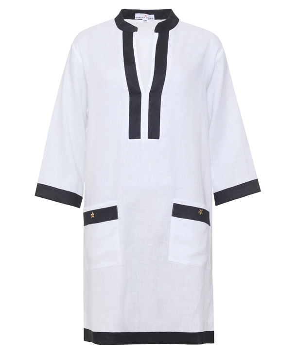 white black linen embroidered hydra dress normal
