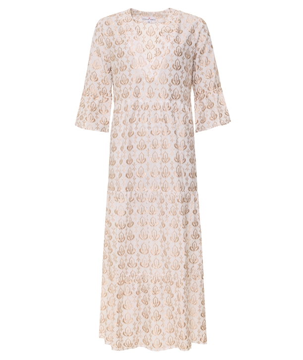 white rose gold cotton embroidered cannes dress normal
