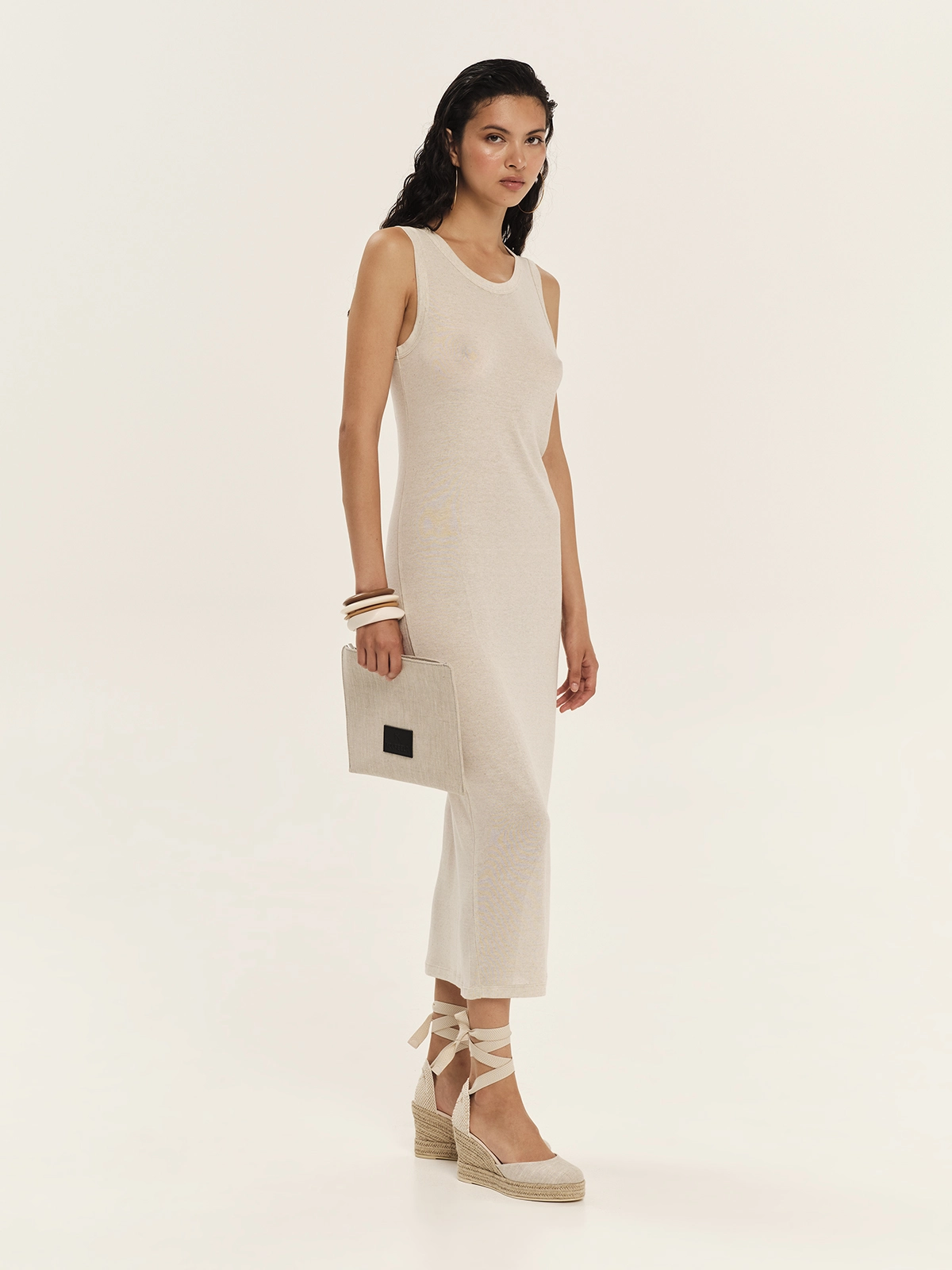 Kourbela sleeveless dress beige