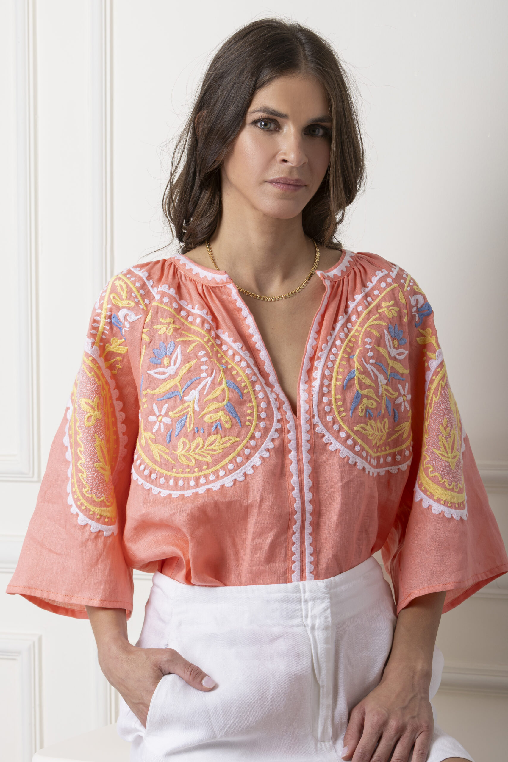 Etoile Coral Areti top in Salmon