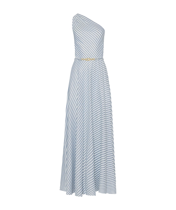 blue gold cotton riviera one shoulder maxi dress normal