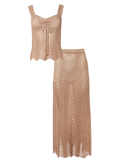 fishbone knitting dress in golden