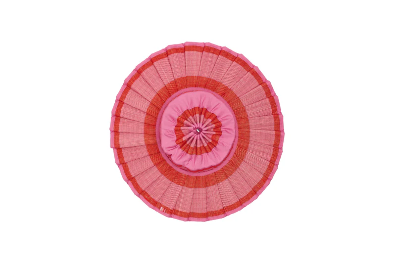 Lorna Murray - Capri Maxi Berry Bomb straw hat with vibrant red and pink stripes and pleated brim