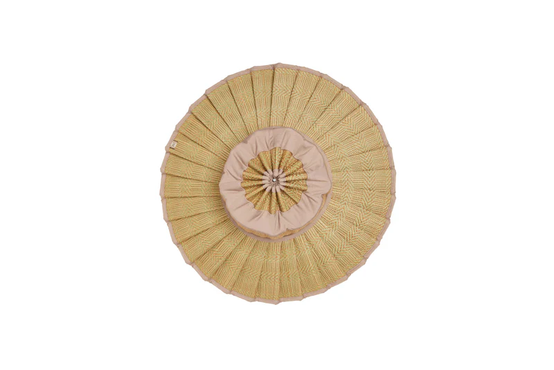 Lorna Murray - Capri Maxi Flores Bungalow straw hat with natural chevron pattern and dusty rose trim