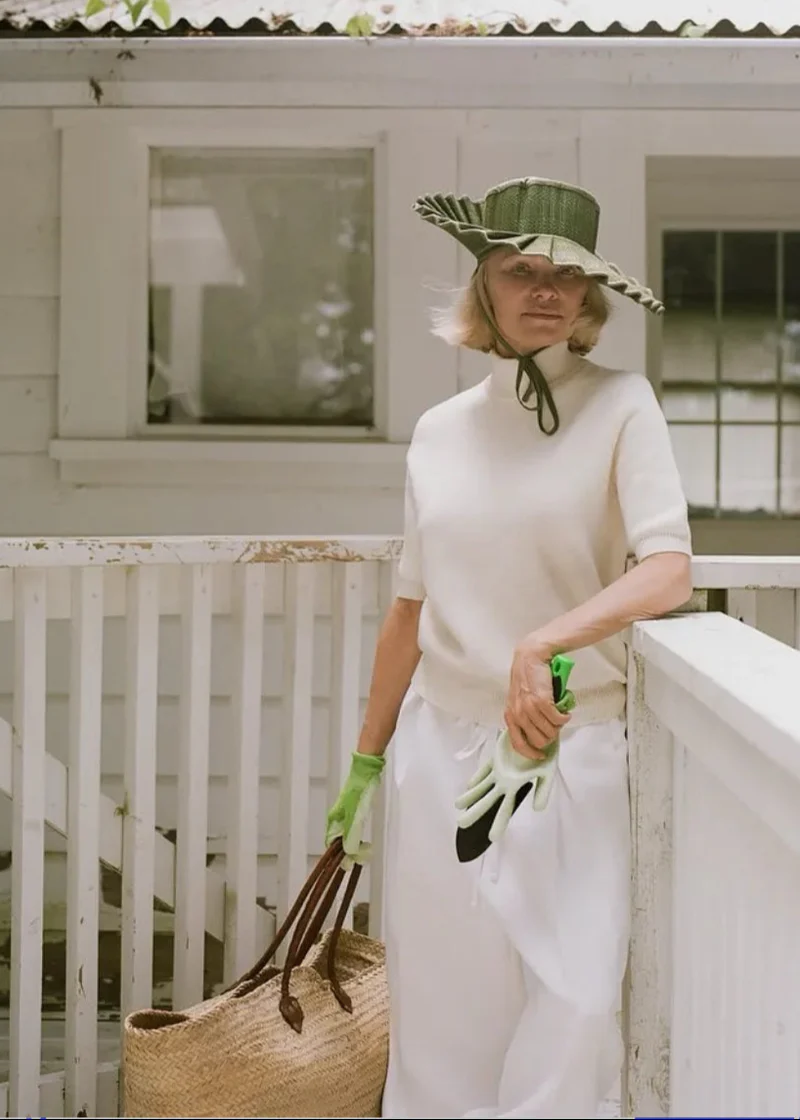 Lorna Murray - Capri Maxi Geographe Bay straw hat with emerald green chevron pattern and pleated brim