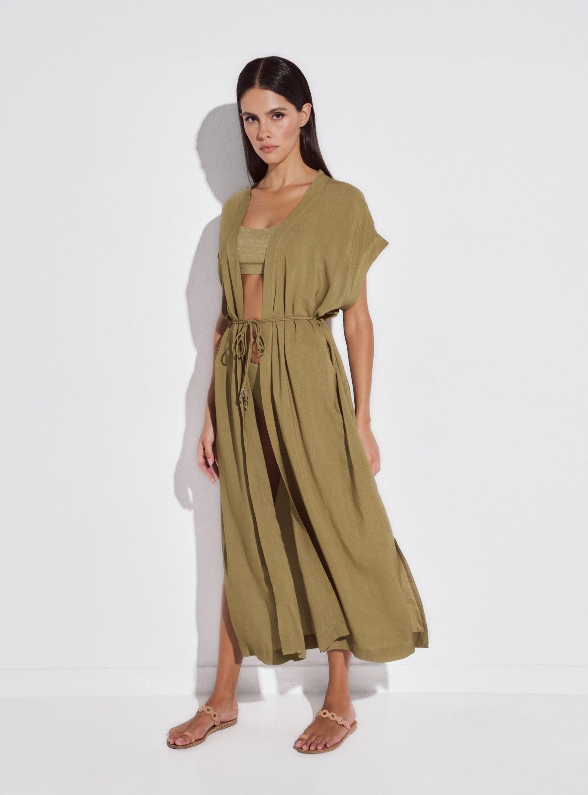 LIDA Maxi Tunic with lurex sparkle, Olive 1