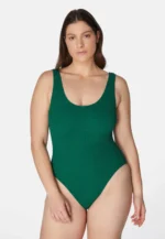 Sorbet Island Riva Kiwi green one piece swimsuit scoop neck textured crinkle swimwear caprice clothing