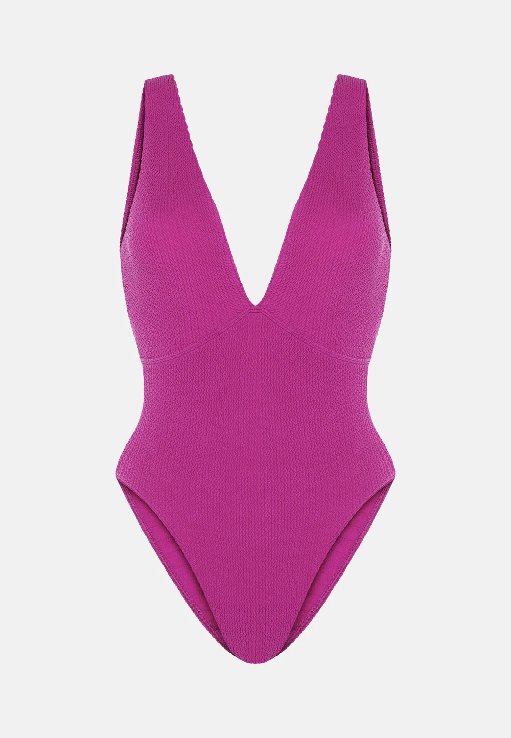 Sorbet Island Ariel Acai deep purple one piece swimsuit deep V neck textured crinkle swimwear caprice clothing