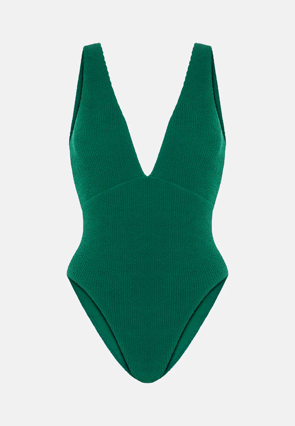 Sorbet Island Stella Kiwi green one piece swimsuit deep V neck textured crinkle swimwear caprice clothing