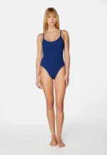 Sorbet Island Mia Blue Bubble Gum bikini set thick strap textured crinkle swimwear caprice clothing front