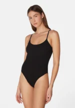 Sorbet Island Jade Liquorice black one piece swimsuit textured crinkle swimwear caprice clothing model
