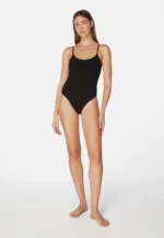 Sorbet Island Jade Liquorice black one piece swimsuit textured crinkle swimwear caprice clothing model
