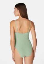 Sorbet Island Jade Mint pastel green one piece swimsuit textured crinkle swimwear caprice clothing back