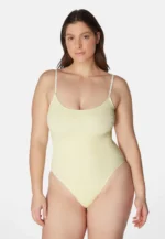 Sorbet Island Jade Vanilla cream white one piece swimsuit textured crinkle swimwear caprice clothing model