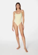 Sorbet Island Jade Vanilla cream white one piece swimsuit textured crinkle swimwear caprice clothing model