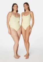 Sorbet Island Jade Vanilla cream white one piece swimsuit textured crinkle swimwear caprice clothing model