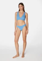 Sorbet Island Aqua Blue Bubble Gum pastel blue bikini set triangle top crinkle swimwear caprice clothing MODEL