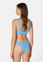 Sorbet Island Aqua Blue Bubble Gum pastel blue bikini set triangle top crinkle swimwear caprice clothing BACK