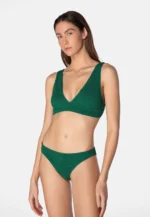 Sorbet Island Aqua Kiwi green bikini set triangle top crinkle swimwear caprice clothing model