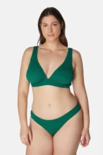 Sorbet Island Aqua Kiwi green bikini set triangle top crinkle swimwear caprice clothing model