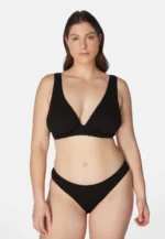 Sorbet Island Aqua Liquorice black bikini set triangle top crinkle swimwear caprice clothing model
