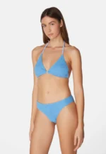 Sorbet Island Mia Blue Bubble Gum triangle bikini set textured crinkle swimwear caprice clothing  model