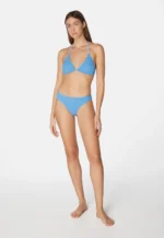Sorbet Island Mia Blue Bubble Gum triangle bikini set textured crinkle swimwear caprice clothing  model