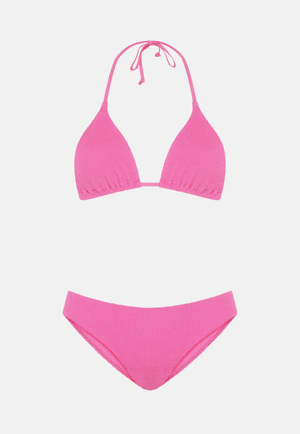 Sorbet Island Mia Pink Bubble Gum  triangle bikini set textured crinkle swimwear caprice clothing