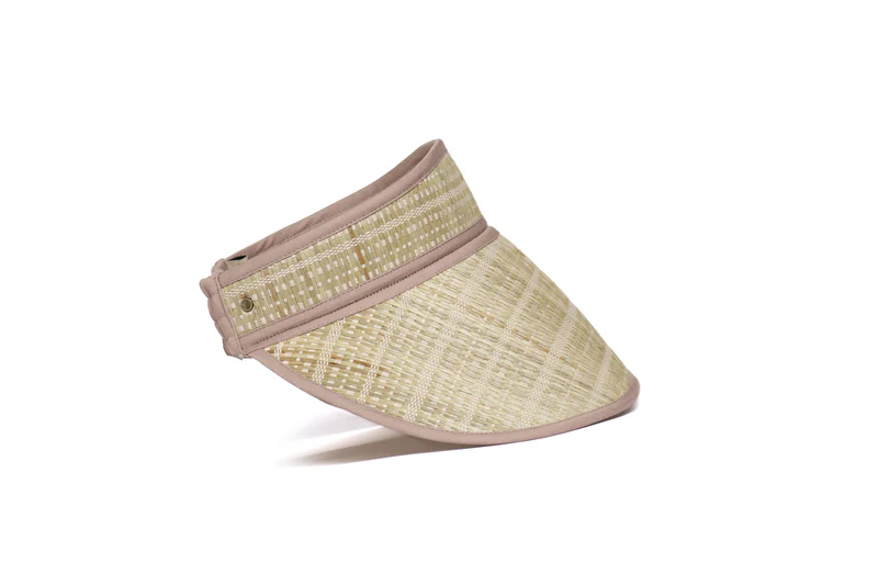 Lorna Murray -Capri Palm Leaf straw hat with natural beige pleated brim