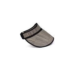 Lorns Murray - Woven straw sun visor hat with black and cream geometric stripe pattern