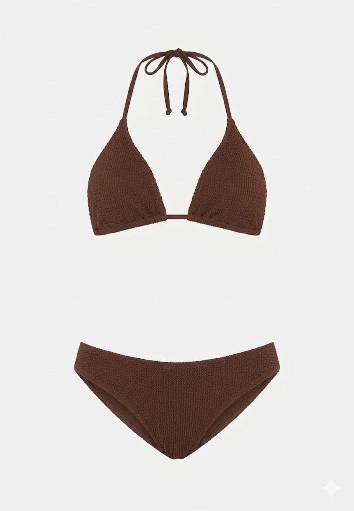 Sorbet Island Mia choco triangle bikini set textured crinkle swimwear caprice clothing