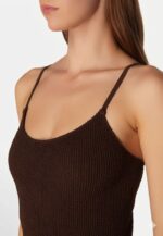 Sorbet Island Jade Choco chocolate brown one piece swimsuit textured crinkle swimwear caprice clothing front