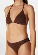 Sorbet Island Mia  choco triangle bikini set textured crinkle swimwear caprice clothing front