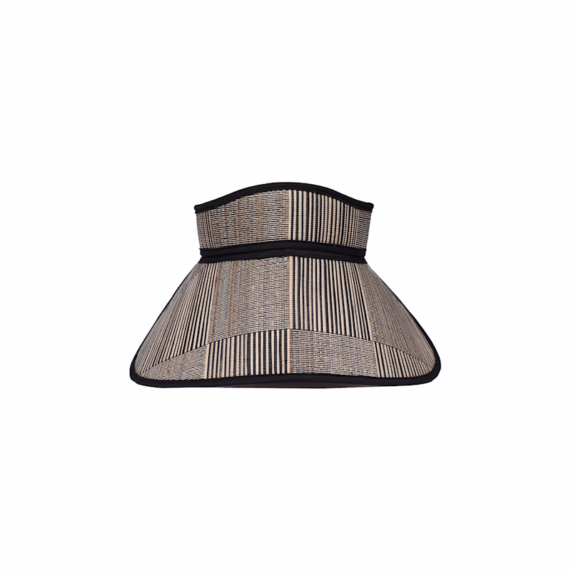 Lorns Murray - Woven straw sun visor hat with black and cream geometric stripe pattern